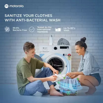 MOTOROLA 7 kg 5 Star Rating Garment Sterilization Fully Automatic Front Load Washing Machine with In-built Heater White  (70FLAM5W)(OPEN BOX) MOTOROLA 7 kg 5 Star Rating Garment Sterilization Fully Automatic Front Load Washing Machine with In-built Heater White  (70FLAM5W)(OPEN BOX)